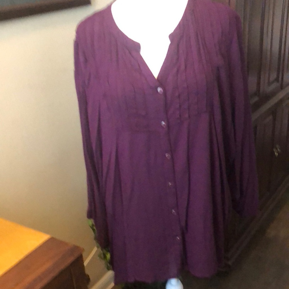 Purple Long Sleeve Boxy Button Down Shirt